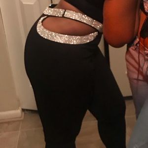 Bling cutout pants